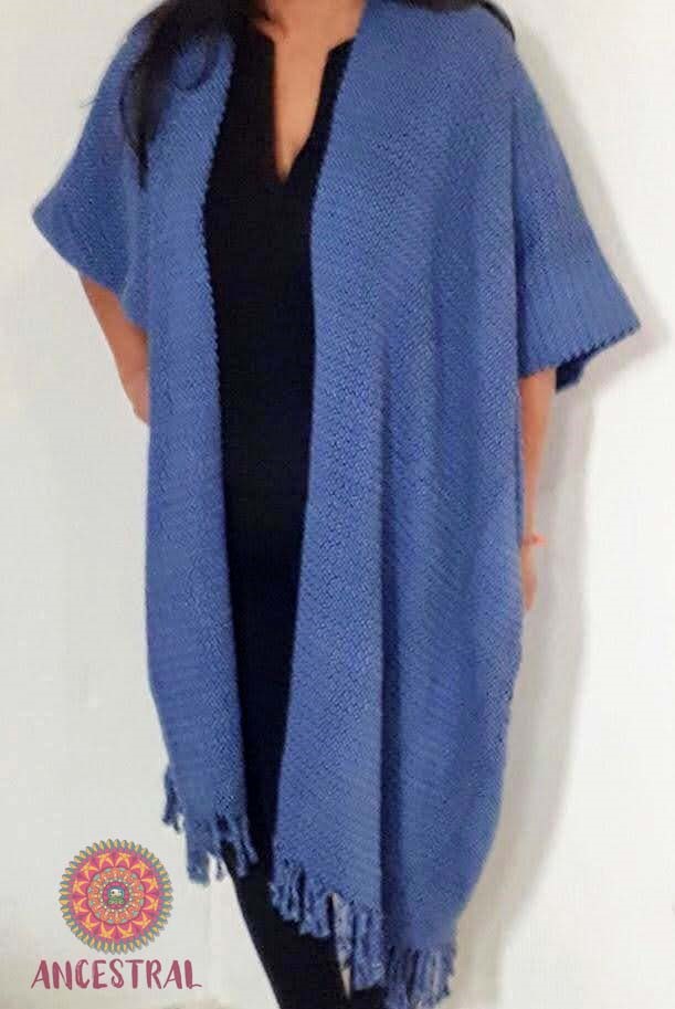 thick blue cardigan